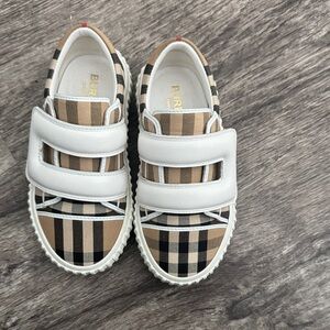 Burberry Kids' Beige and Black Plaid Sneakers